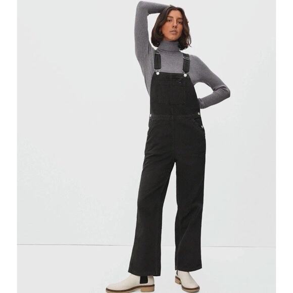 Everlane Womens The Canvas Overalls Black Size 2 Relaxed Utility Workwear NWT - Picture 1 of 13
